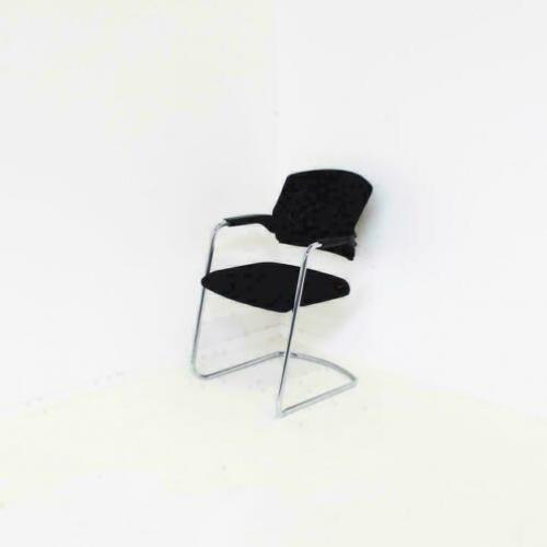 Sitag vergaderstoelen ,slede stoelen, zwarte stof chroom