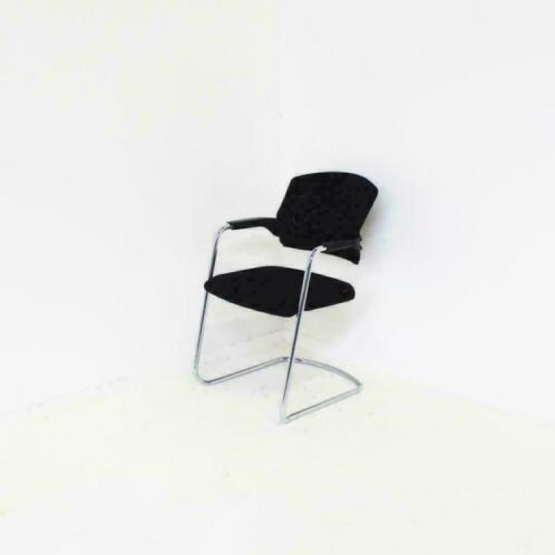 Sitag vergaderstoelen ,slede stoelen, zwarte stof chroom