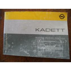 OPEL KADETT - Bediening, Veiligheid, Onderhoud - 1987