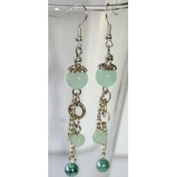 Oorbellen in mint en turmaline bleu