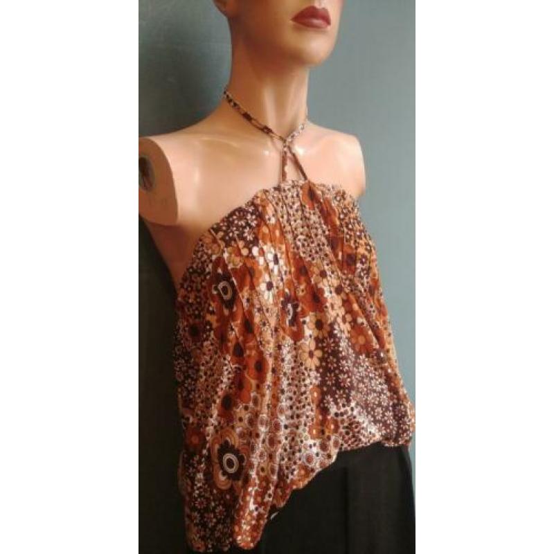 Vintage mini halter jurk met bloemenprint ( MT S/M)