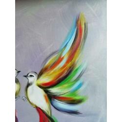 Geschilderd met acrylverf.. Twee moderne duifjes