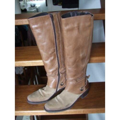 Via Vai stoere cognackleurige laarzen leer/suede maat 39