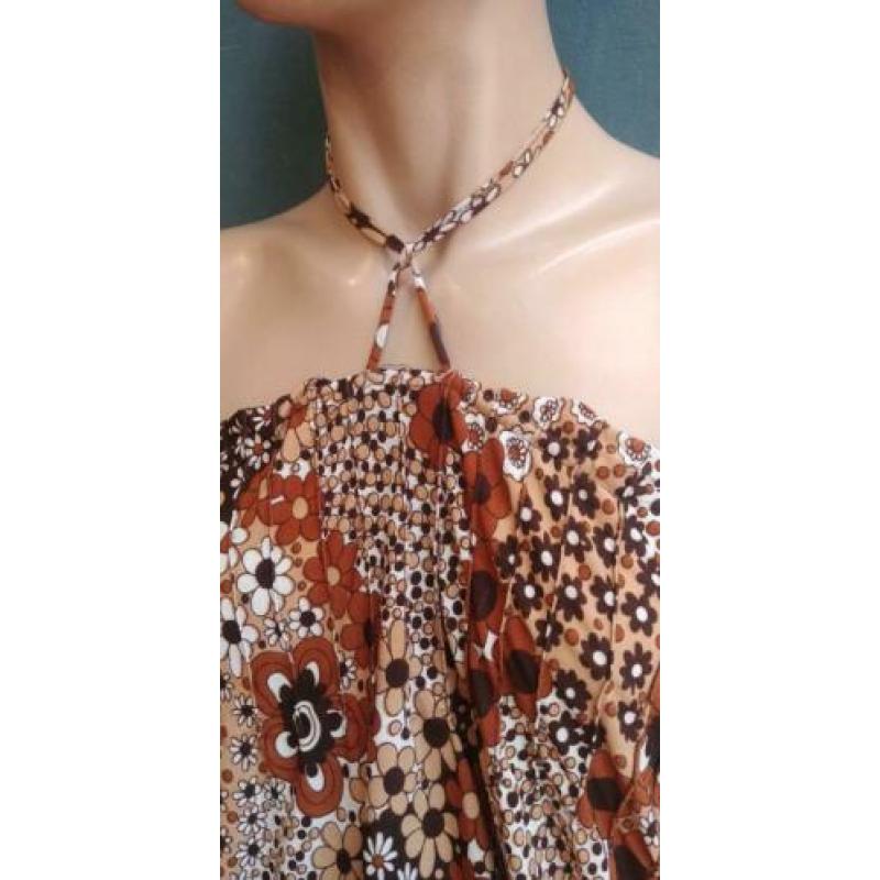 Vintage mini halter jurk met bloemenprint ( MT S/M)