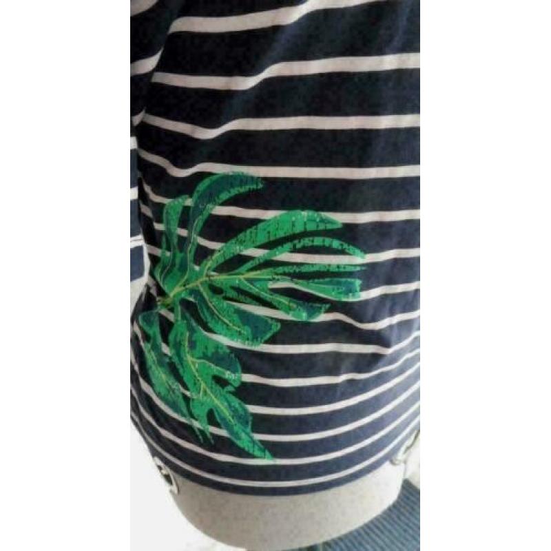 Mooi NW donkerblauw/wit EDC t-shirt groen varens print M-L