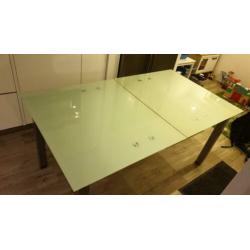 Eettafel glas - metaal 160cm uitschuifbaar