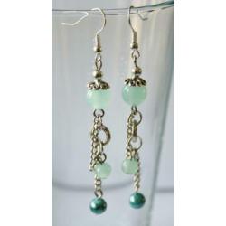 Oorbellen in mint en turmaline bleu