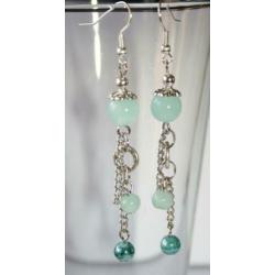 Oorbellen in mint en turmaline bleu