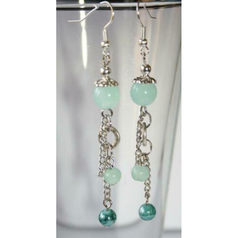 Oorbellen in mint en turmaline bleu