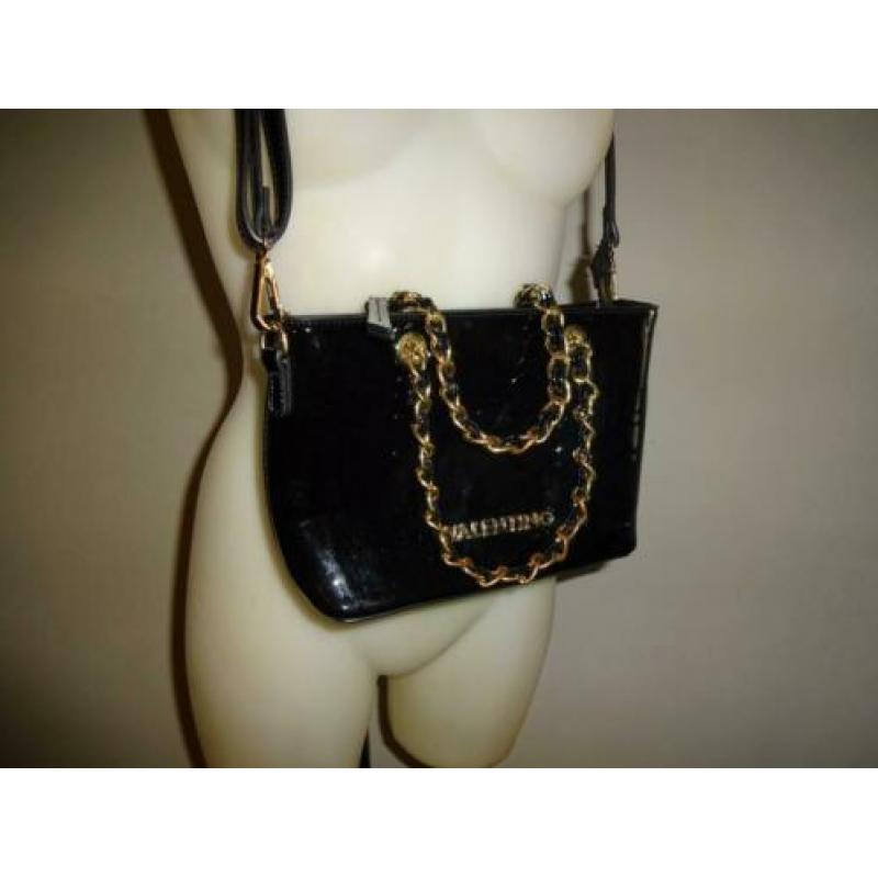 D4A Valentino chique schouder tas lak leer gouden accenten