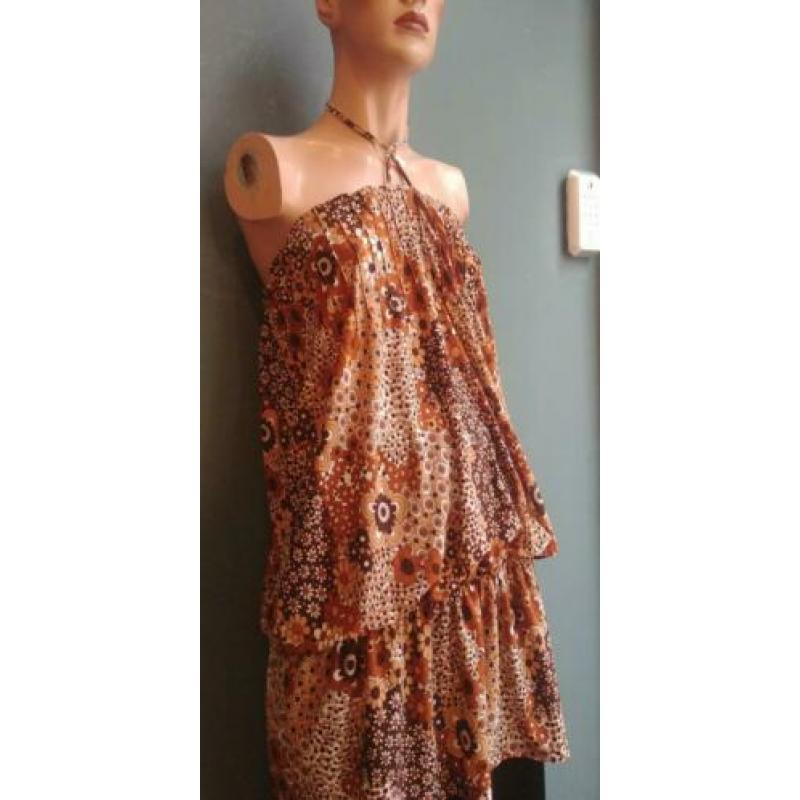 Vintage mini halter jurk met bloemenprint ( MT S/M)