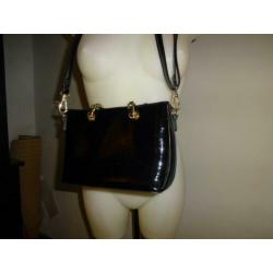 D4A Valentino chique schouder tas lak leer gouden accenten
