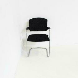 Sitag vergaderstoelen ,slede stoelen, zwarte stof chroom