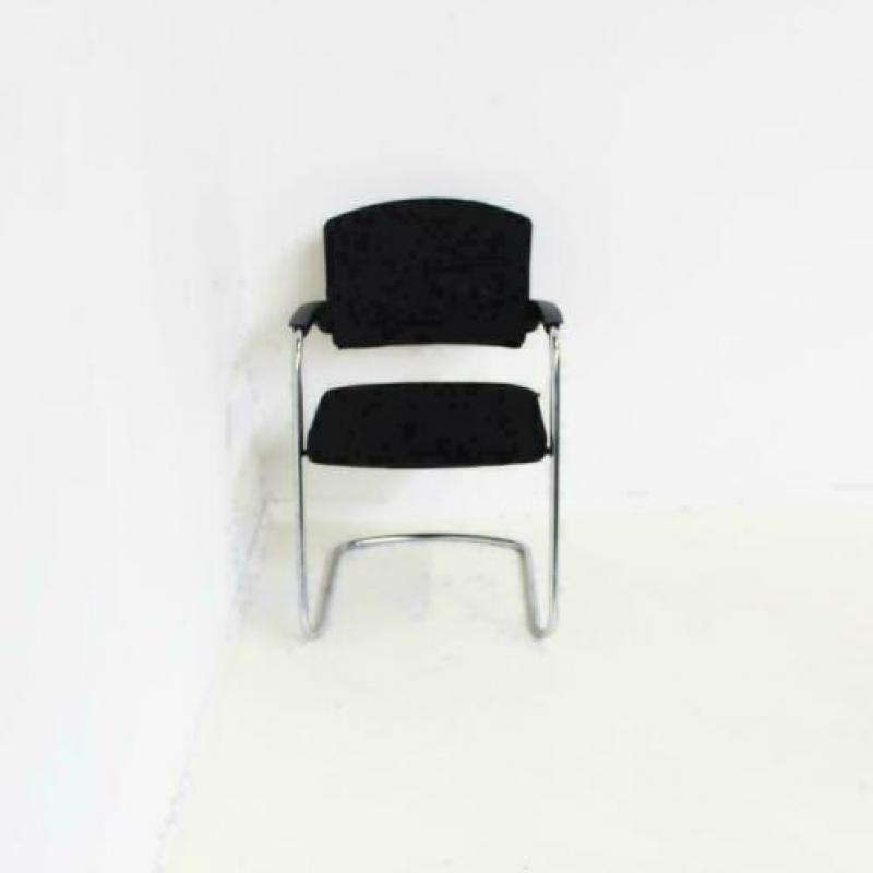 Sitag vergaderstoelen ,slede stoelen, zwarte stof chroom