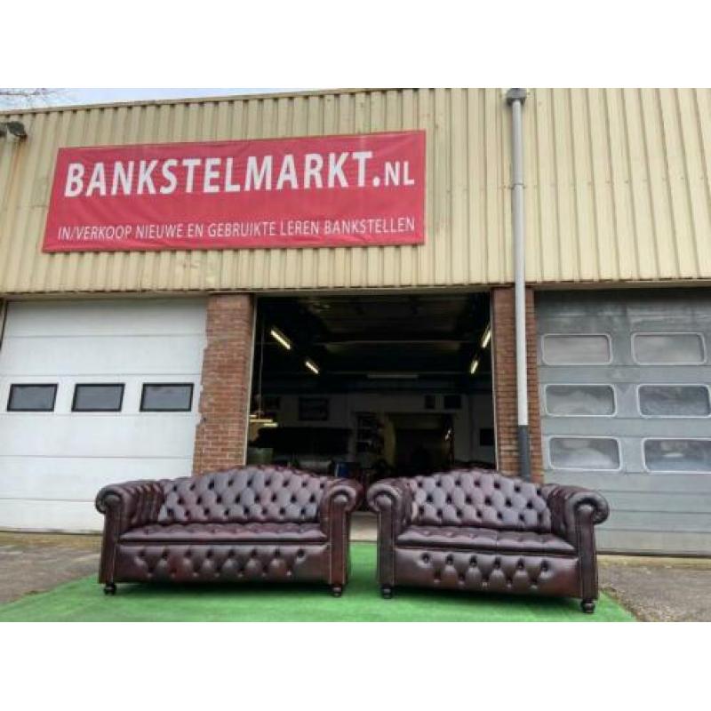 Oxblood CHESTERFIELD leren 3+2 zits “Button-Seat” banken