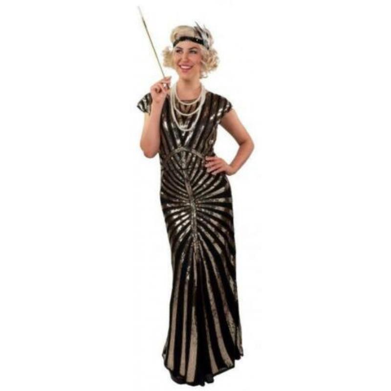 Deluxe Sequins dress long, gold, S/M Deluxe Direct leverbaar