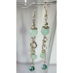 Oorbellen in mint en turmaline bleu