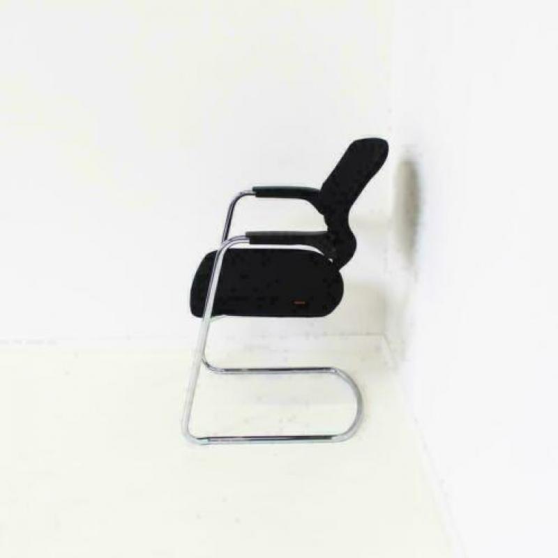 Sitag vergaderstoelen ,slede stoelen, zwarte stof chroom