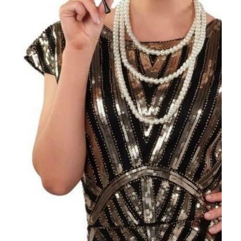 Deluxe Sequins dress long, gold, S/M Deluxe Direct leverbaar