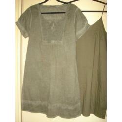SANDWICH tuniek jurk met slipdress maat 44