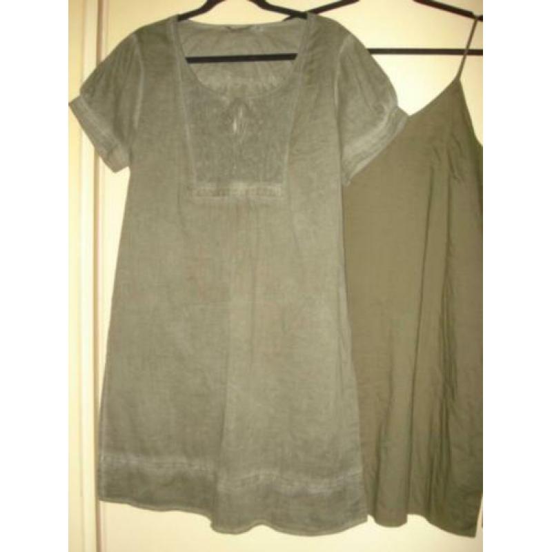 SANDWICH tuniek jurk met slipdress maat 44
