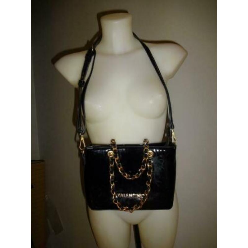 D4A Valentino chique schouder tas lak leer gouden accenten