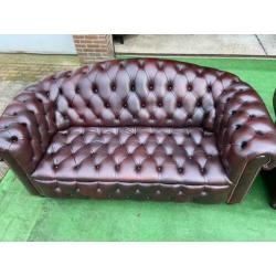 Oxblood CHESTERFIELD leren 3+2 zits “Button-Seat” banken