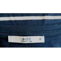 Mooi NW donkerblauw/wit EDC t-shirt groen varens print M-L