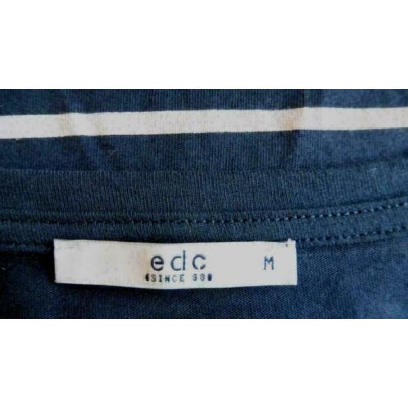 Mooi NW donkerblauw/wit EDC t-shirt groen varens print M-L