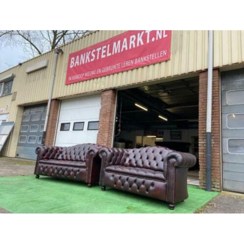 Oxblood CHESTERFIELD leren 3+2 zits “Button-Seat” banken