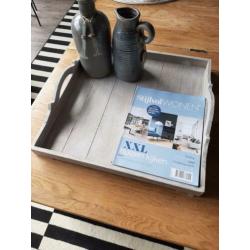 Landelijk groot dienblad, white wash