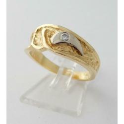 18 karaat Gouden Design Ring grote Briljant M 16.5