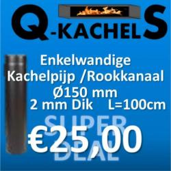 Rookkanaal / kachelpijp enkelwandig 150mm 100cm in Zwart Pri