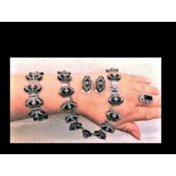 Bijzonder Zilveren Art-Deko 4 Stuks Set Onyx en Marcasiet!
