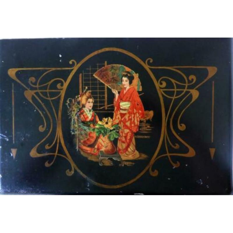 Antiek zwart ladekastje Japanse decoratie chinoiserie