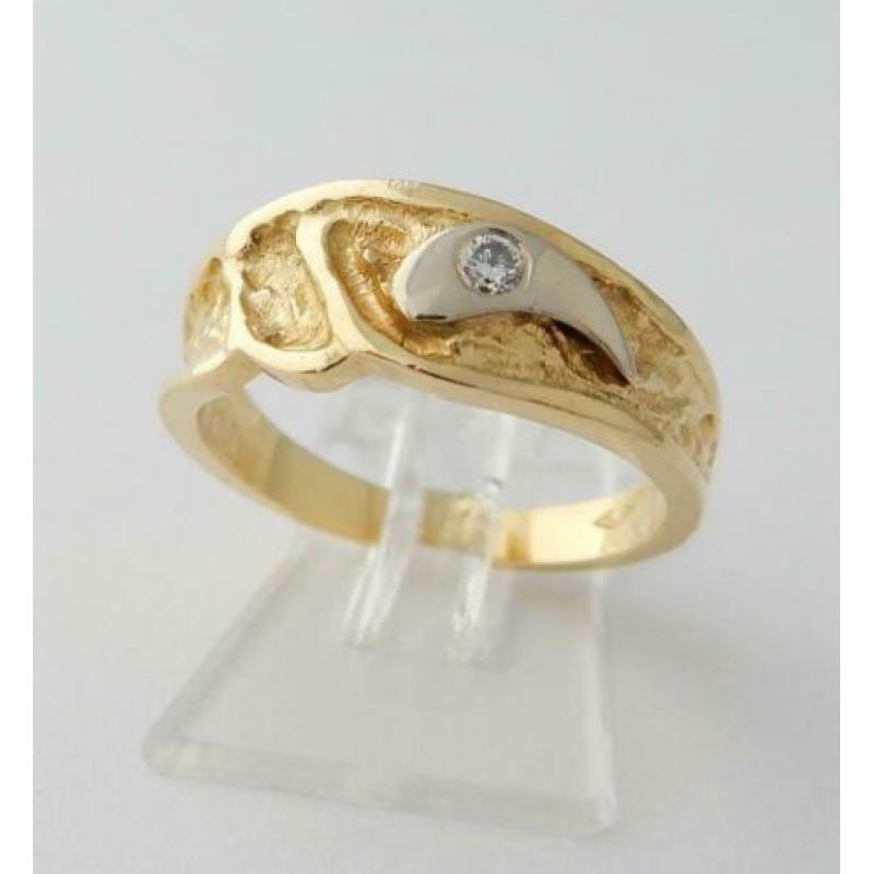 18 karaat Gouden Design Ring grote Briljant M 16.5