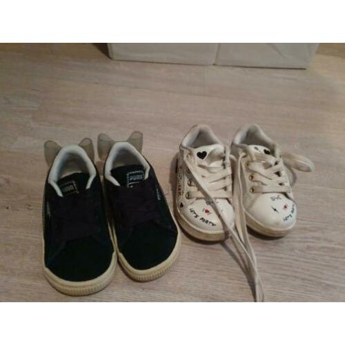 Zwarte puma schoentjes & witte sneakers maat 21.