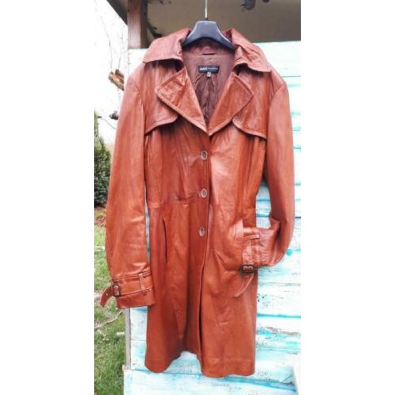Jas LEER 36 38 dames S M trenchcoat ARMA COLLECTION voorjaar