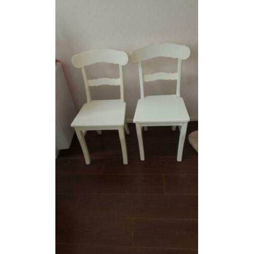 2 landelijke eetkamer stoelen wit (opknappers) eetkamerstoel