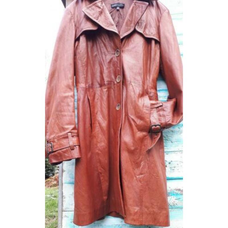 Jas LEER 36 38 dames S M trenchcoat ARMA COLLECTION voorjaar