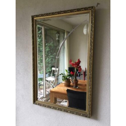 Goudkleurige spiegel 50 x 80 cm facetgeslepen glas