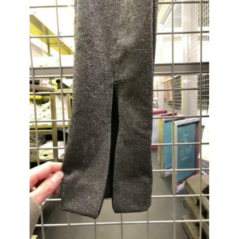 Zilveren broek/legging met rits details. High waist, maat 34