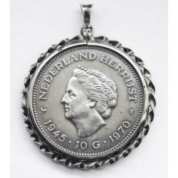 Zilveren 10 gulden munt 1970 Koningin Juliana met sierrand