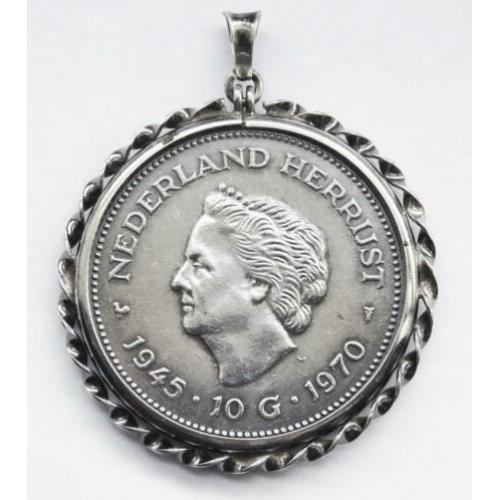 Zilveren 10 gulden munt 1970 Koningin Juliana met sierrand