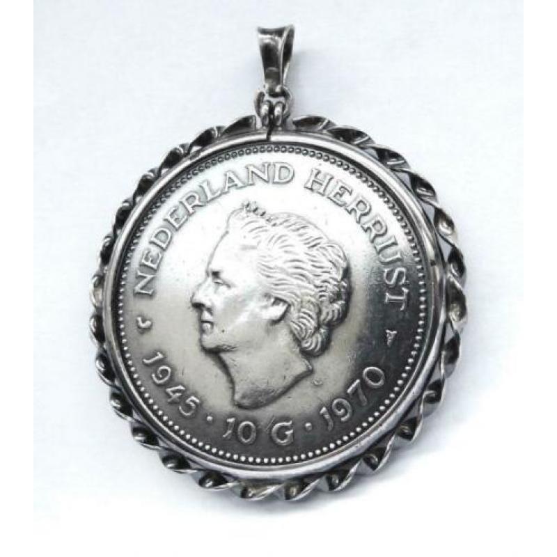 Zilveren 10 gulden munt 1970 Koningin Juliana met sierrand