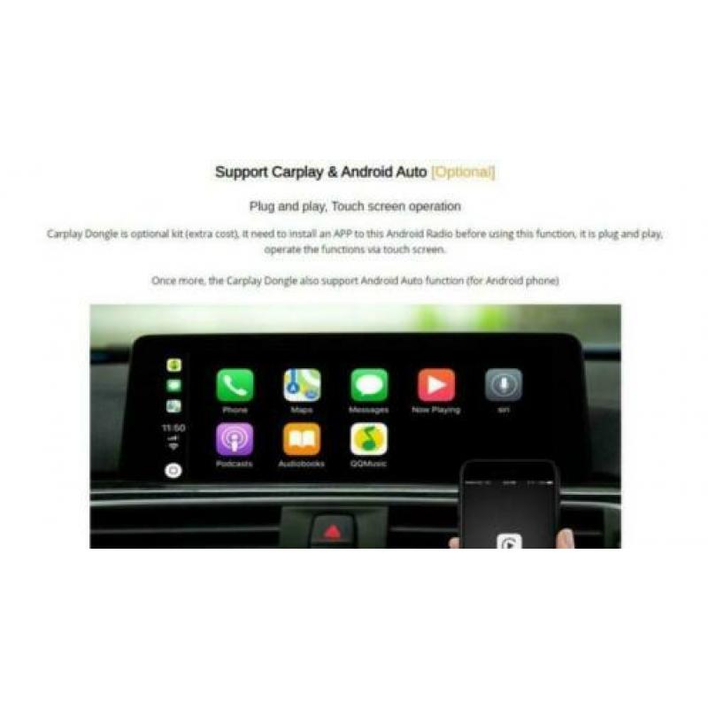 BMW 3serie F30 4serie F31 navigatie android 9.0 wifi dab+ 4G