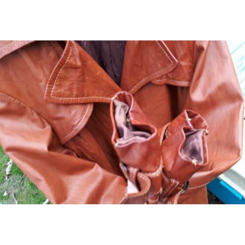 Jas LEER 36 38 dames S M trenchcoat ARMA COLLECTION voorjaar