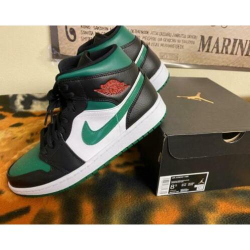EU 42 - Air Jordan 1 Mid Pine Green/Green Toe