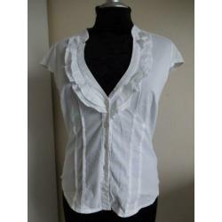 38/JANE NORMAN Schattige witte stretch blouse
