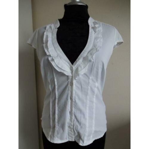 38/JANE NORMAN Schattige witte stretch blouse